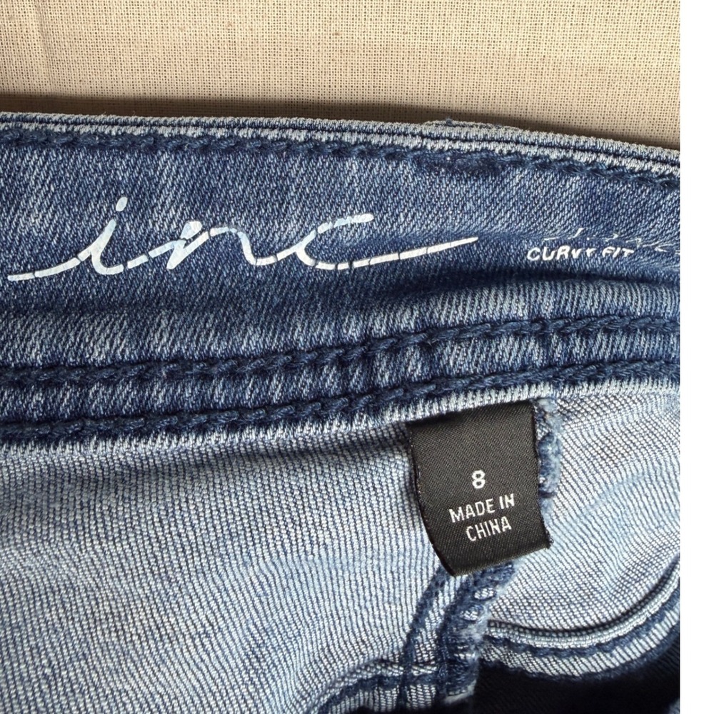 INC Denim Women's Straight Leg Curvy Fit Jeans size 8 Blue Denim - Picture 2 of 12